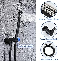 Vista 6 de SKOWLL Sistema de grifo de ducha de baño, montaje en techo, juego de cabezal de ducha LED de 12 pulgadas con válvula mezcladora de ducha de 2