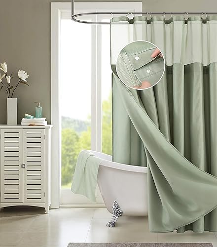 Miniatura 2 de Dainty Home Juego de cortina de ducha con tejido de gofre con forro a presión, 70 x 72 pulgadas, moderno de malla de lujo, la mejor cortina de ducha