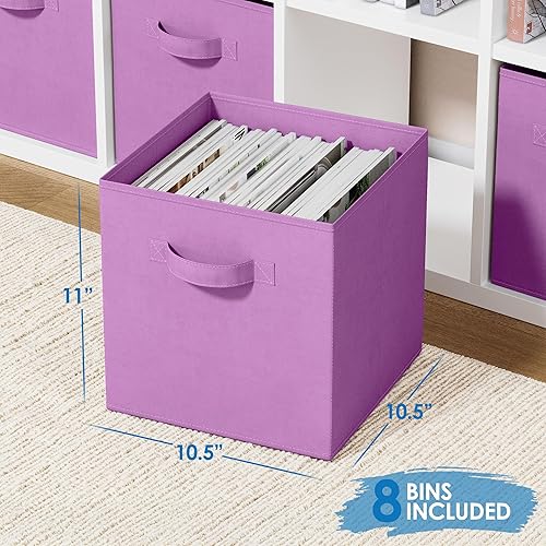 Miniatura 2 de Juego de 8 cubos de almacenamiento  cestas plegables de tela con asas duales. Cubos de almacenamiento Organizador de estantes de armario