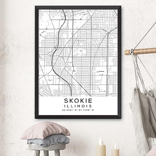 Miniatura 3 de Mapa de Skokie, Illinois, Light 2 (8x10)