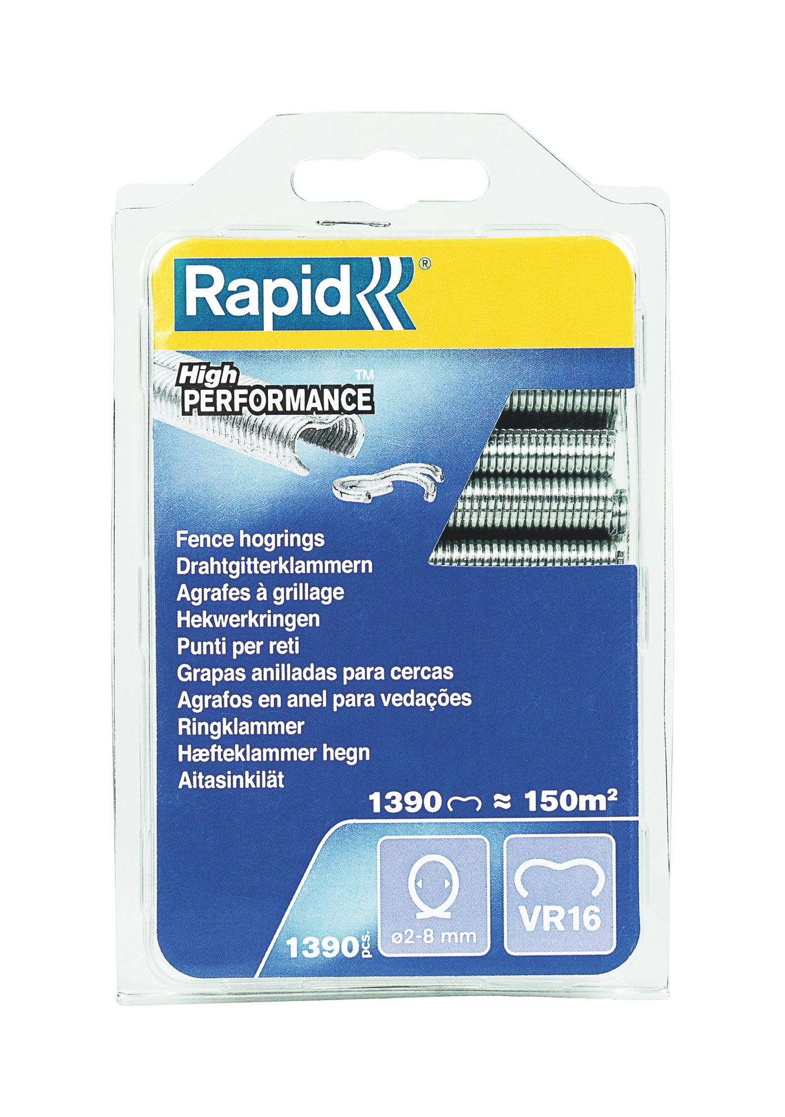 Rapid VR16 Galvanized Fence Hogrings, Suitable for 2-8 mm Netting Wire, Ideal for Securing Cages and Fencing, 1390 Pieces, Blister (40108799)
