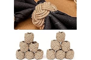 Jute Natural Napkin Rings - Set of 12 for Farmhouse Dining