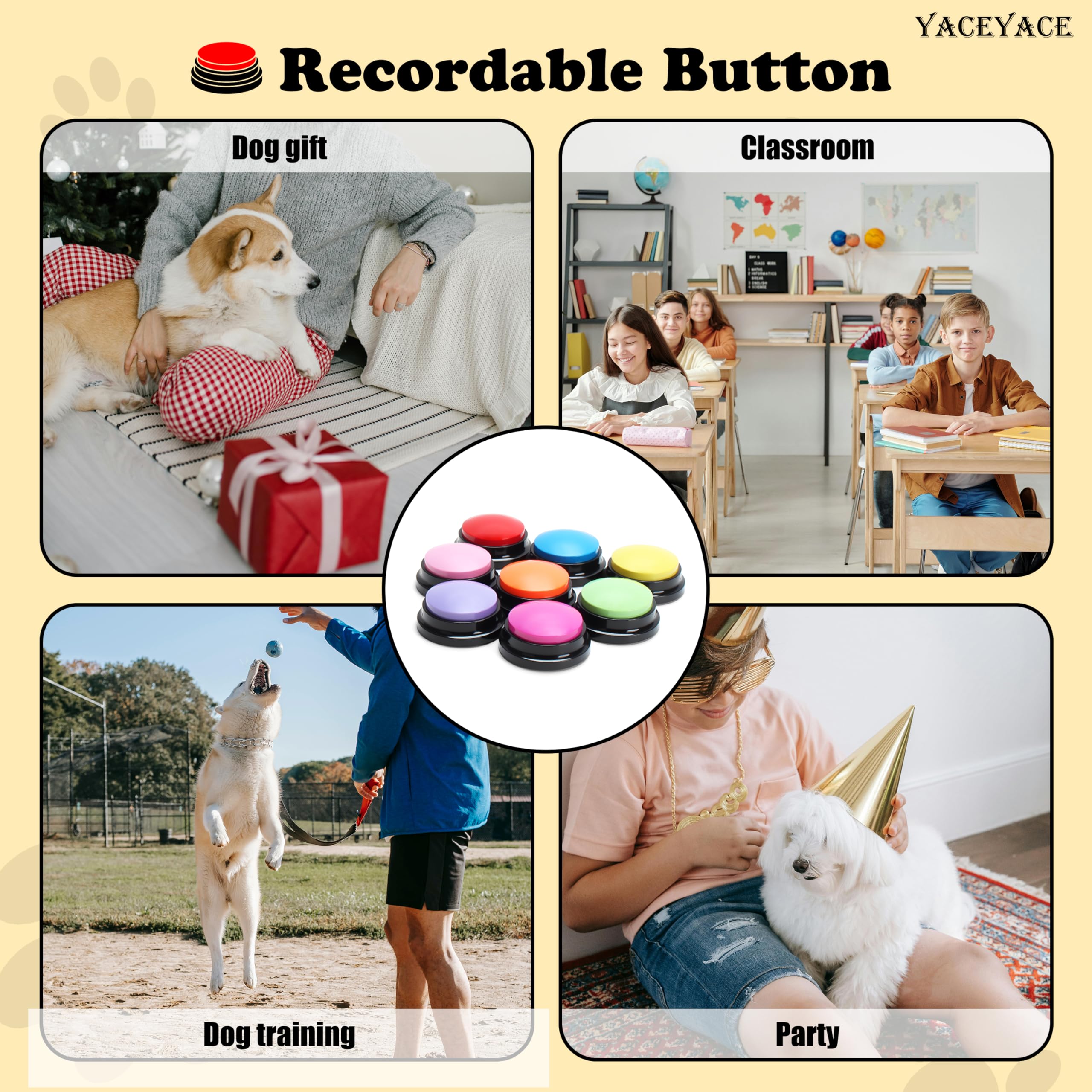 Botones para perros para comunicación, 8 botones coloridos para perros o mascotas, botón para que los perros se comuniquen, entrenamiento de mascotas