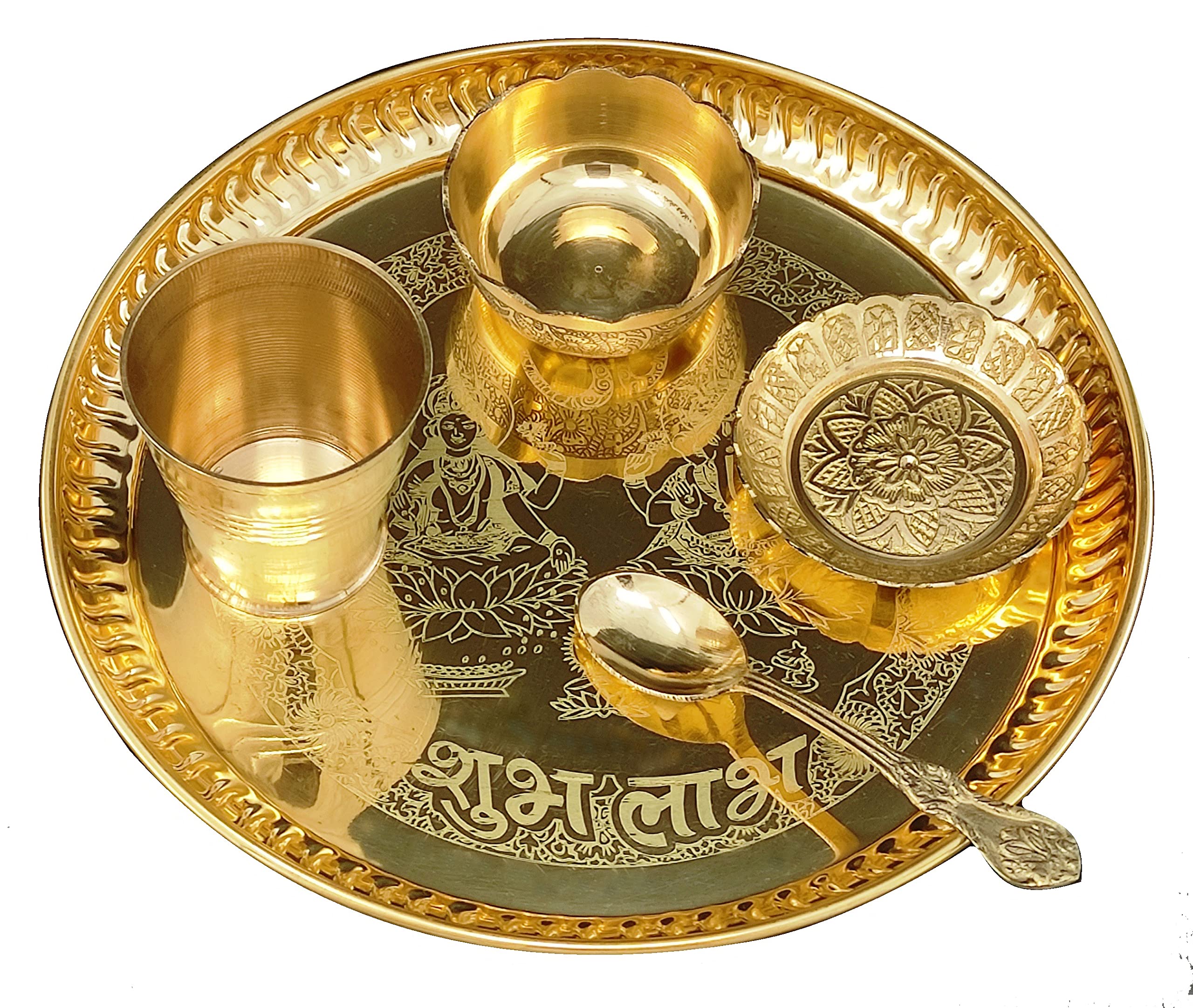 Ensemble Puja Thali de 20,3 cm pour illuminer votre fête de Diwali et vos prières au bureau