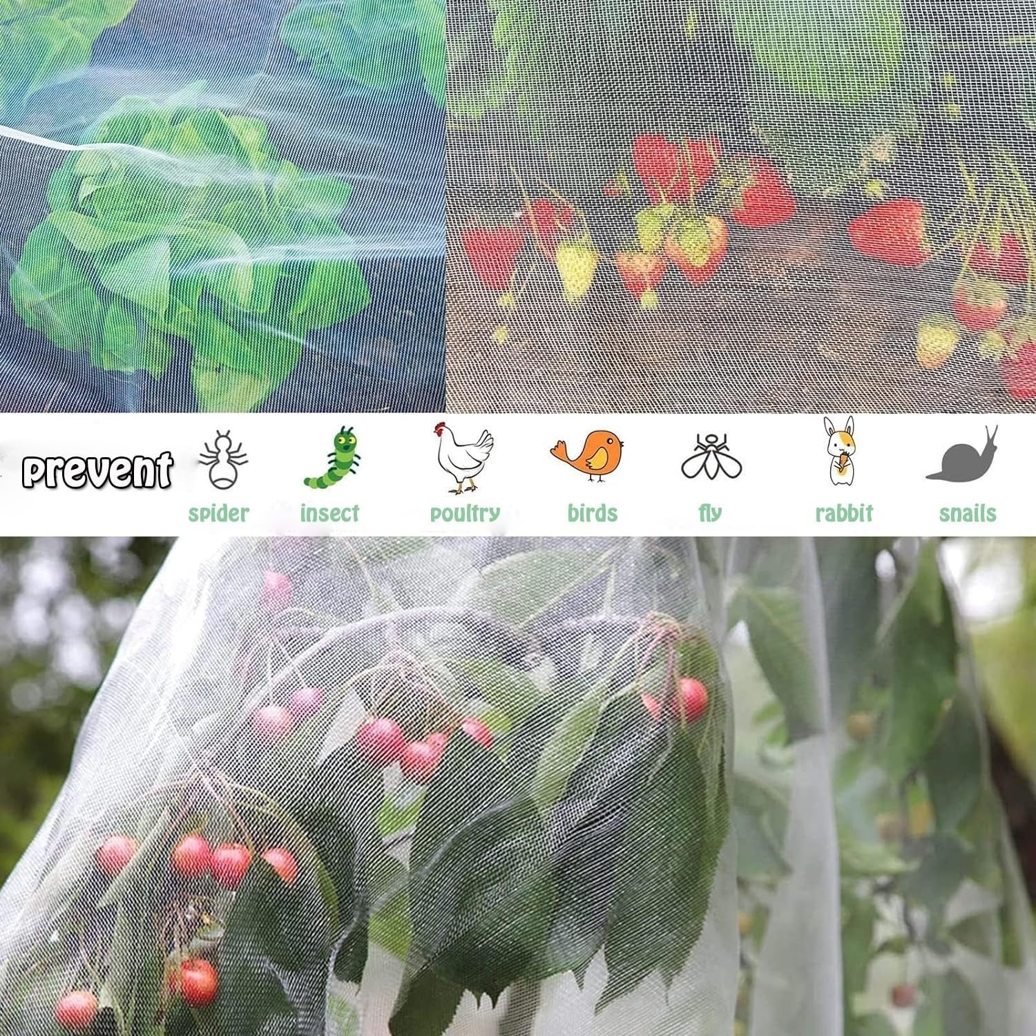 Rete di protezione da giardino, barriera per insetti resistente, per aiuole rialzate, verdure, piante e frutta, dimensioni personalizzabili fai da te