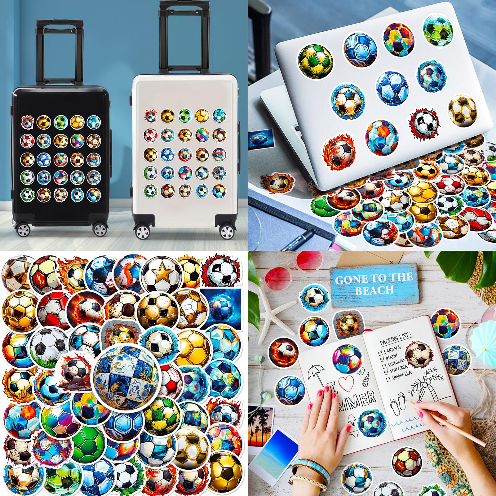 60 Adesivi Pallone Da Calcio - Decorazioni Impermeabili Per Bottiglie, Laptop, Skateboard E Regali