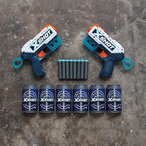 Miniatura 5 de XShot ZURU Excel - Paquete combinado de dardos de espuma doble Kickback (8 dardos, 6 latas)