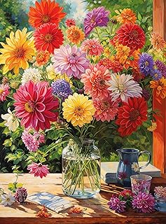 Cross & Glory – Rainbow Dahlia Delight – 1000 Piece Jigsaw Puzzle for Adults | Vibrant Flower Collection | Satin Finish | ...