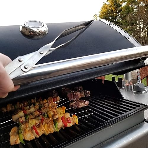 Miniatura 5 de Shark BBQ Juego de pinzas (paquete de dos) pinzas para parrilla de 17 pulgadas y volteadores de carne para asar a la parrilla en parrillas de gas y