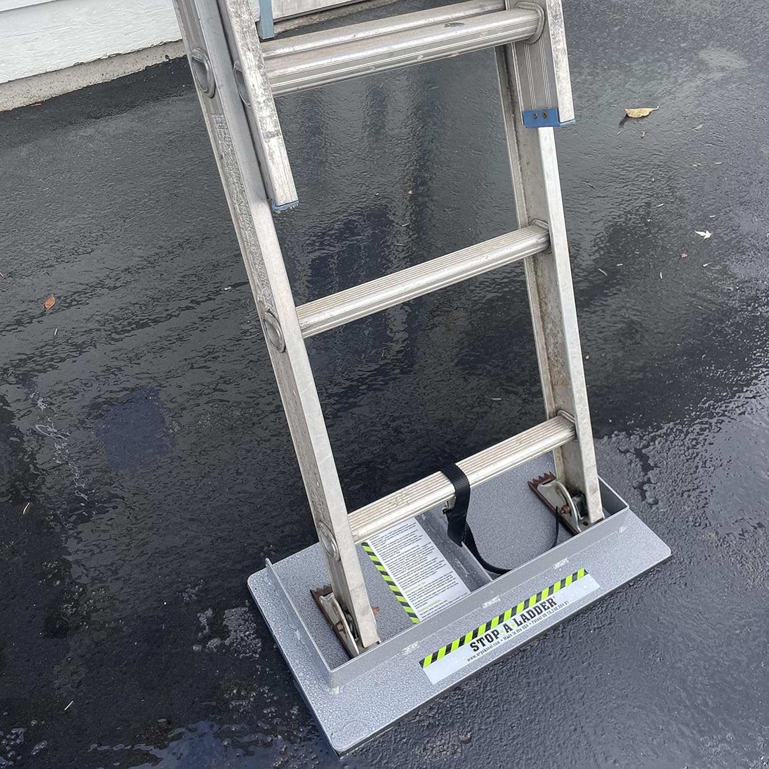 | Ladder Safety Device Prevents Slipping on Slick Surfaces | Fits Extension Ladders Up to 21” Wide | Lightweight, 6 lb Foam Grip with Adjustable Strap | Ladder Grip