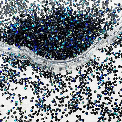 Miniatura 4 de HUETFAT 8800 piezas de diamantes de imitación negros AB Pixie para uñas, microgemas de 0.047 pulgadas con purpurina para uñas, mini diamantes de