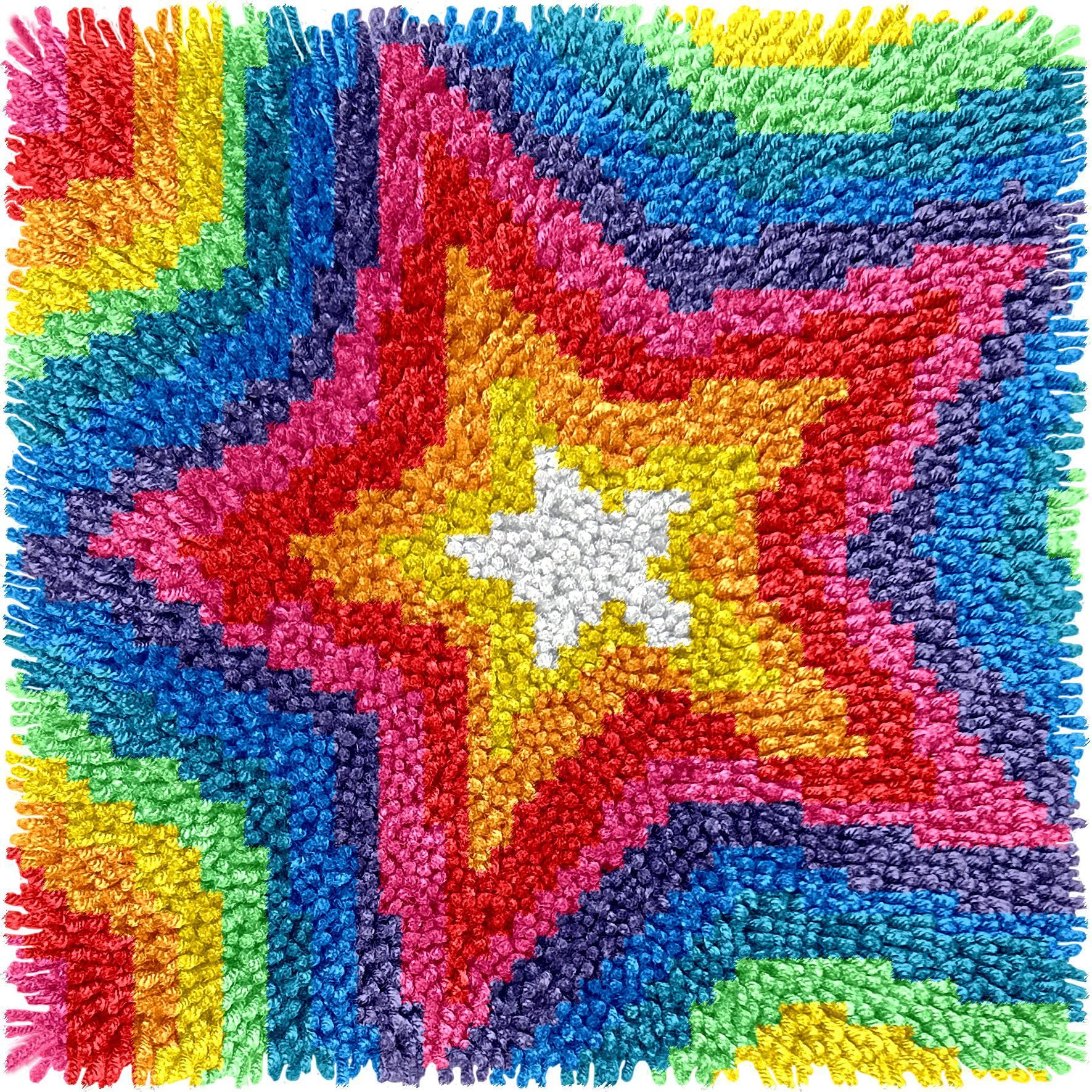 Puzamen Latch Hook Kits for Adults Beginners, 12x12inch Small Latch Hook Rug Kit with Precur Yarns Crochet Tools and Coded Canvas