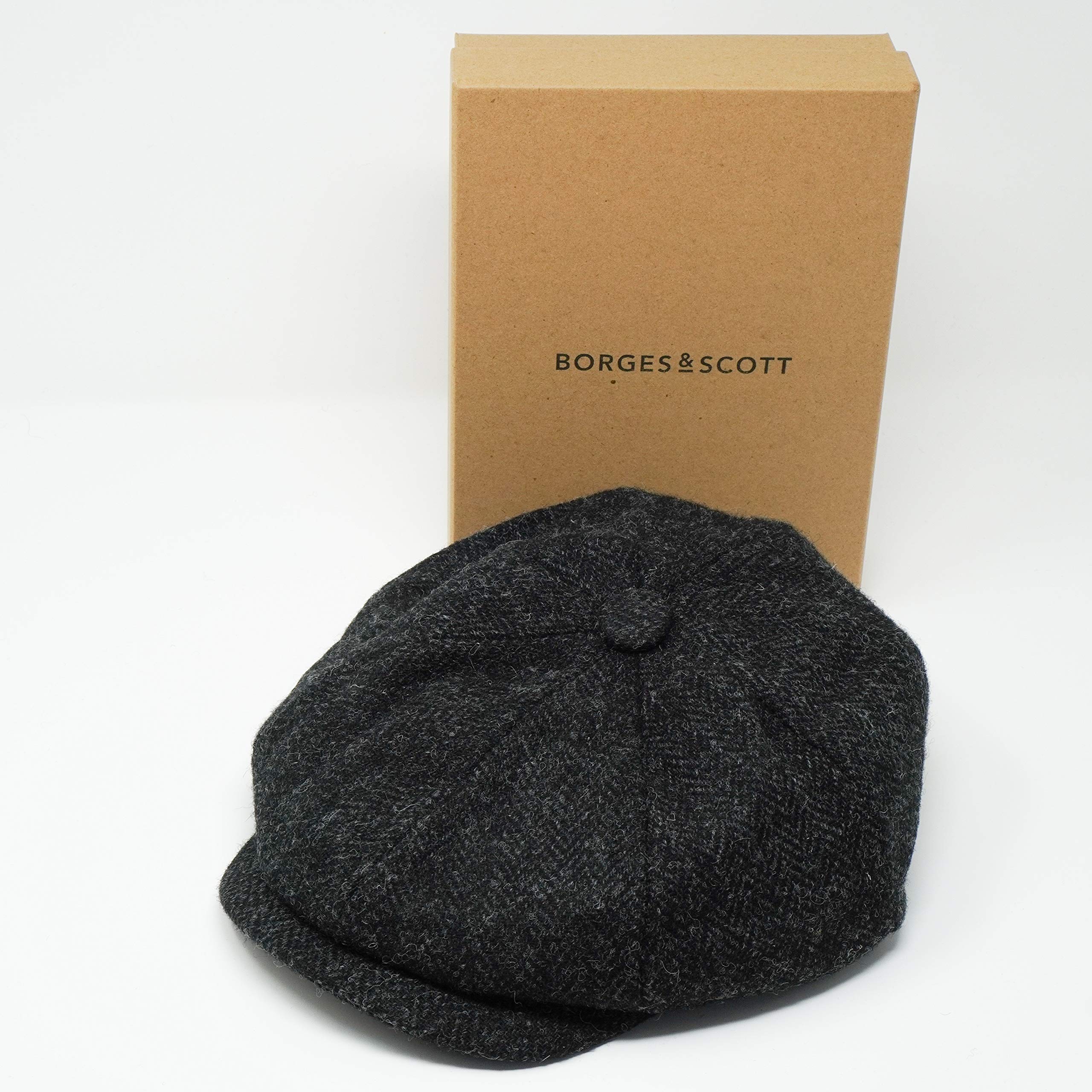 BORGES & SCOTT Gorra Estilo Newsboy Lomond - 100% Lana Tejida a Mano - Harris Tweed - Resistente al Agua