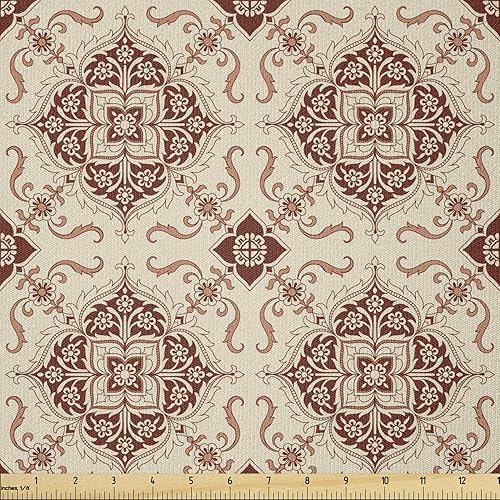 Miniatura 65 de Ambesonne The Yard, tela de mariquitas de The Yard, flores exóticas hibisco hawaiano follaje ilustración botánica flor de primavera, tela