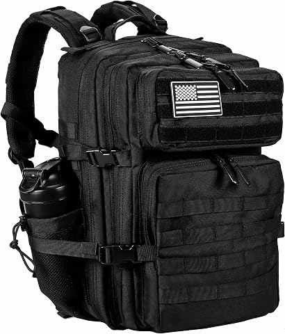 LHI Military Tactical Backpack 45L Assault Pack Bag with Molle System - Black