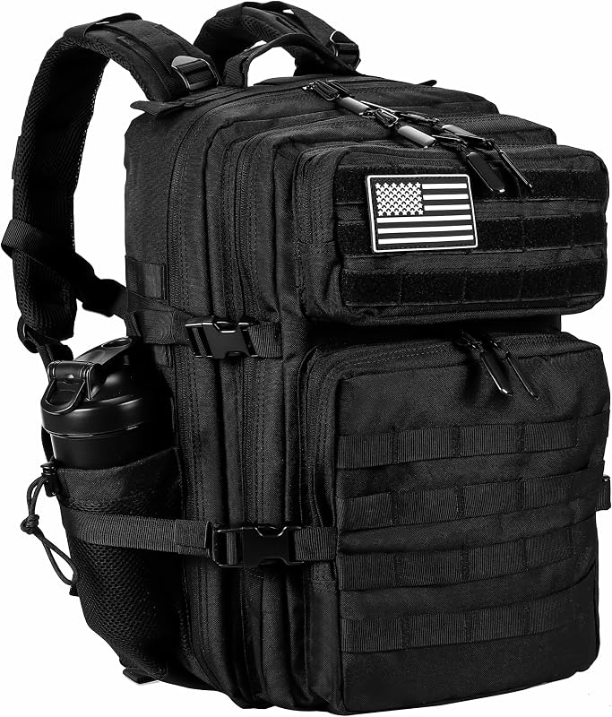 Mochila LHI Military Tactical para hombres y mujeres 45L Army 3 Days Assault Pack Mochila grande con sistema Molle negro