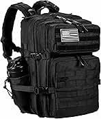 LHI Military Tactical Backpack for Men and Women 45L Army 3 Days Assault Pack Bag Large Rucksack with Molle System - Black