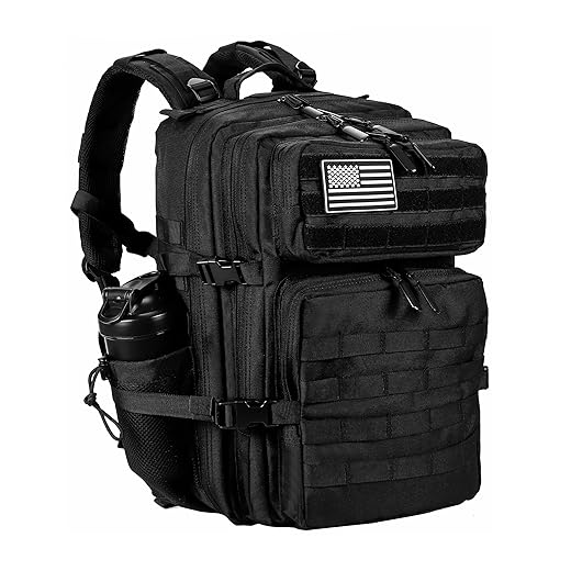 LHI Military Tactical Backpack for Men and Women 45L Army 3 Days Assault Pack Bag Large Rucksack with Molle System - Black