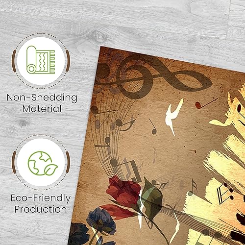 Miniatura 6 de Alfombra musical vintage, 2 x 8 pies, estilo retro, teclas de piano, notas musicales, notas musicales, alfombras de pasillo largas, suaves y