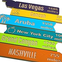 RootedFolk Personalized Directional Arrow Signs - Custom Carved Outdoor Mileage Destination Plaques from Sustainable Rice Hulls