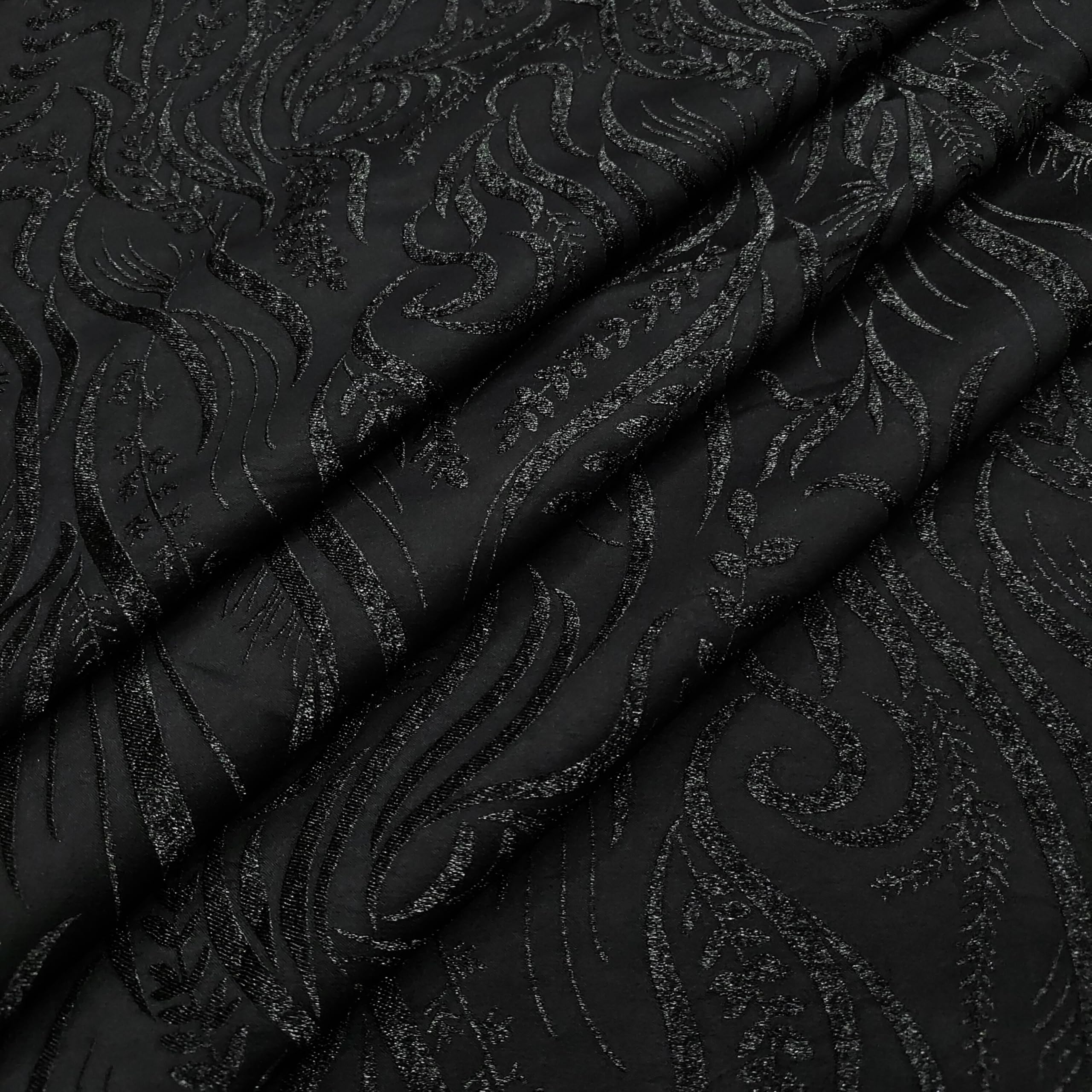 Black Embossed Jacquard Textile – 65" Wide, 3 Meter Cut for Kurta, Sherwani & Modest Fashion 2