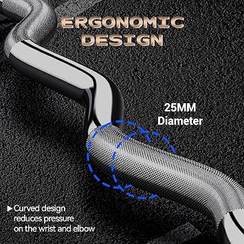 4FT Ez Curl Barbell Bar, O-Lympic Barbell Curl Bar with 2 Spring Collars, Bearing & Bronze Bushing Rotating Sleeves, Knurled Grip, Durable Rust-Proof Design for Squats/Curls/Bench Press, Black