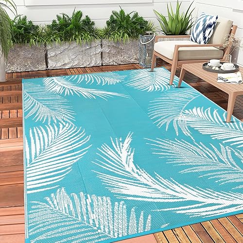 Miniatura 3 de Pauwer Alfombra impermeable para exterior 6x9, alfombra reversible de pajita de plástico para patio, camping, alfombra de RV para interior y