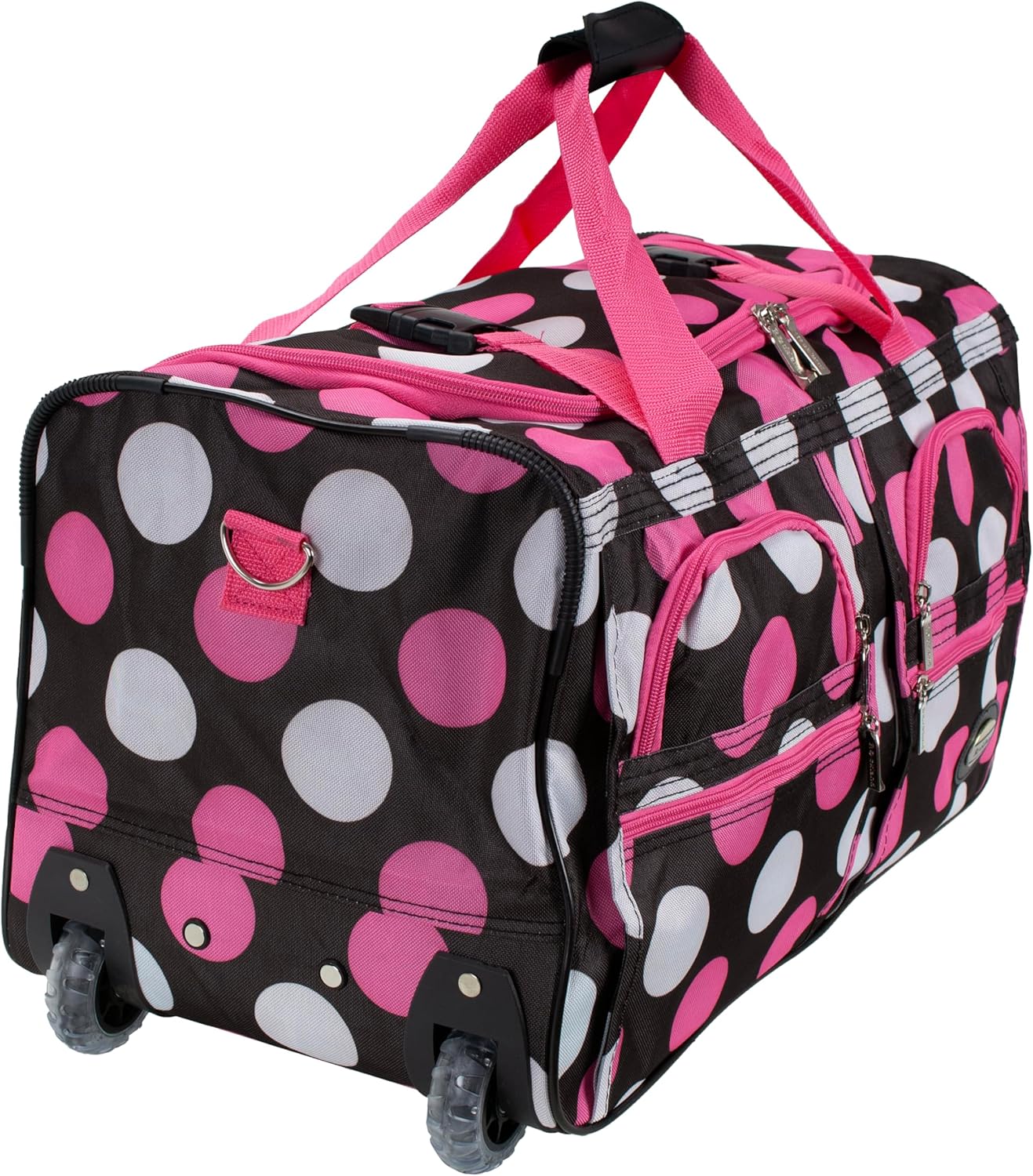 Rockland Rolling Duffel Bag, New Multi Pink Dot, 22" - Image 5