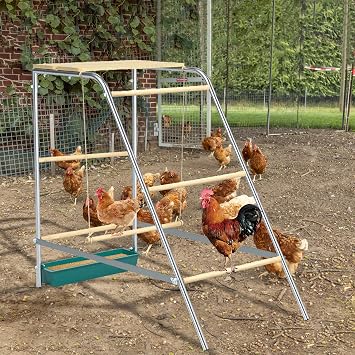 Chicken Roosting Bars with Swing and Drink Trough, Roosting Bars for Chickens in Coop, Easy to Installation&Clean,Baby Chick Playground Coop Accessories43.3 L X 19.3 W X 39.4 H