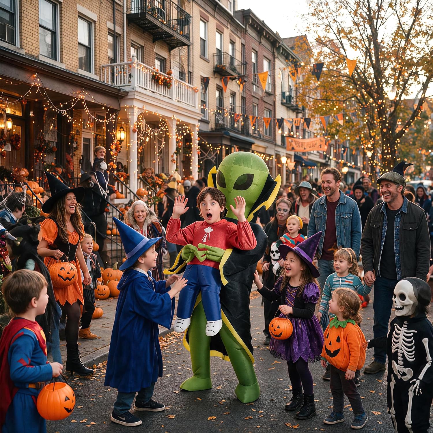 One Casa Inflatable Alien Costume for Kids,Blow Up Halloween Suit