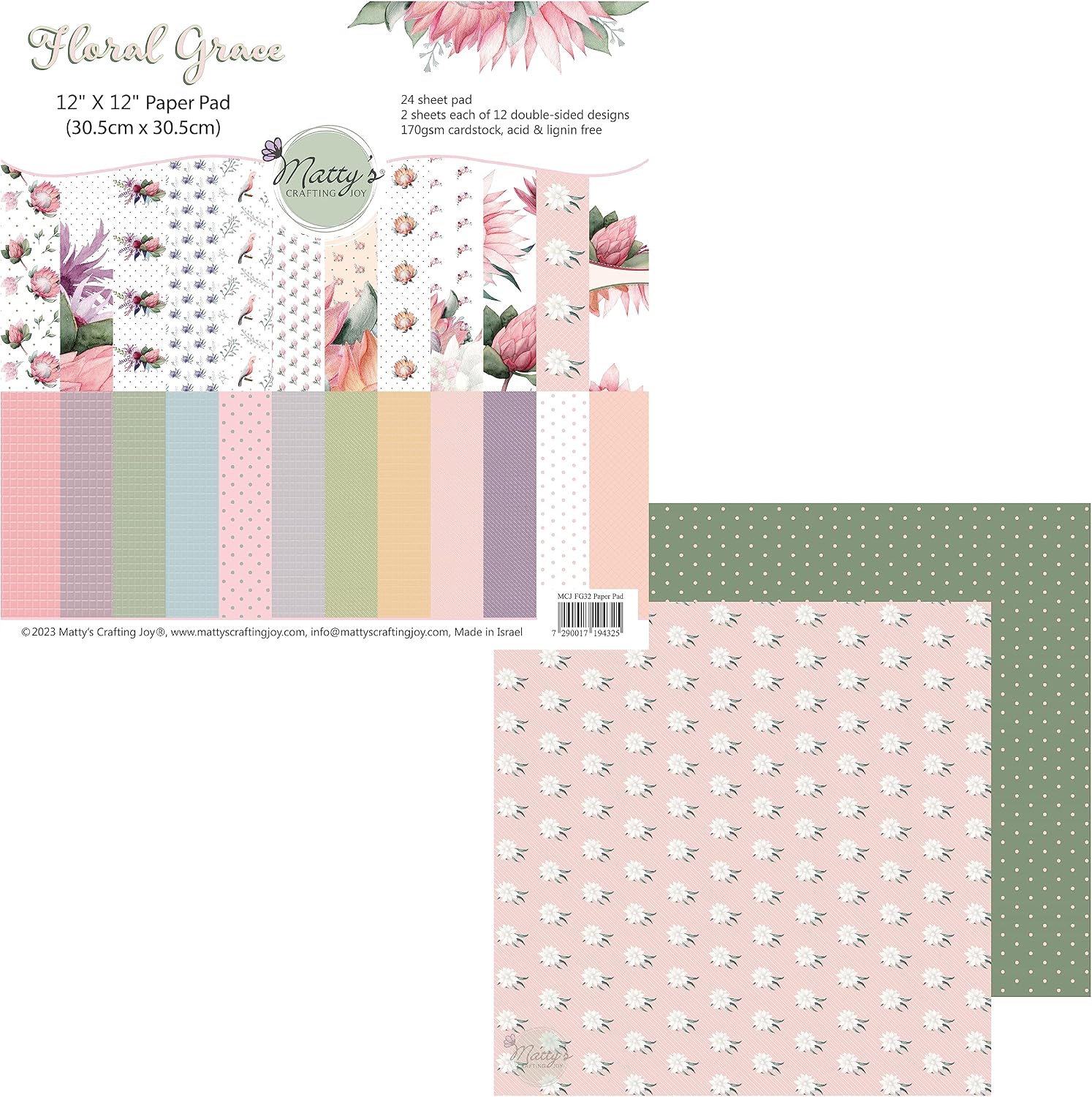 Amazon.com : Floral Grace Double Sided Scrapbook Paper Pad and Floral ...