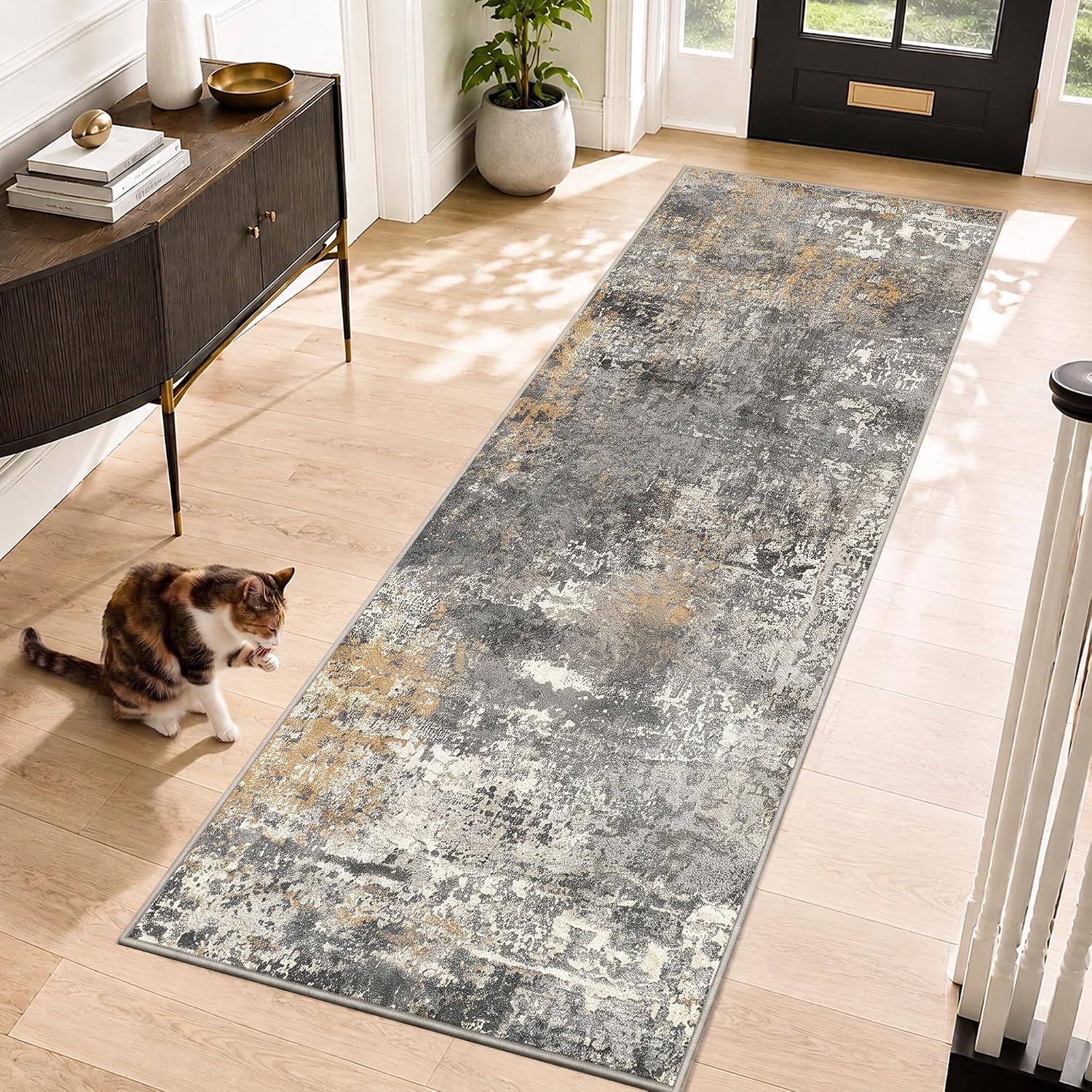 Roomisland Washable Runner Rug 2x6, Non-Slip Grey Hallway Rug