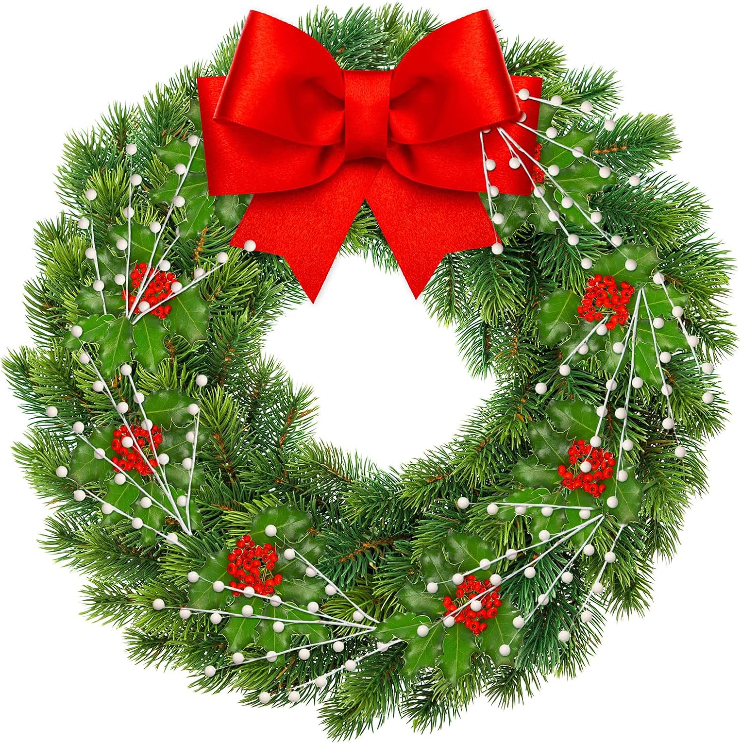 Tatuo 20 Pcs Christmas Berry Stems 13.8 Inch White Artificial Holly White Berry Pick Christmas Tree Filler Branch Ornament for Xmas Wreath Craft Vase Filler Decor