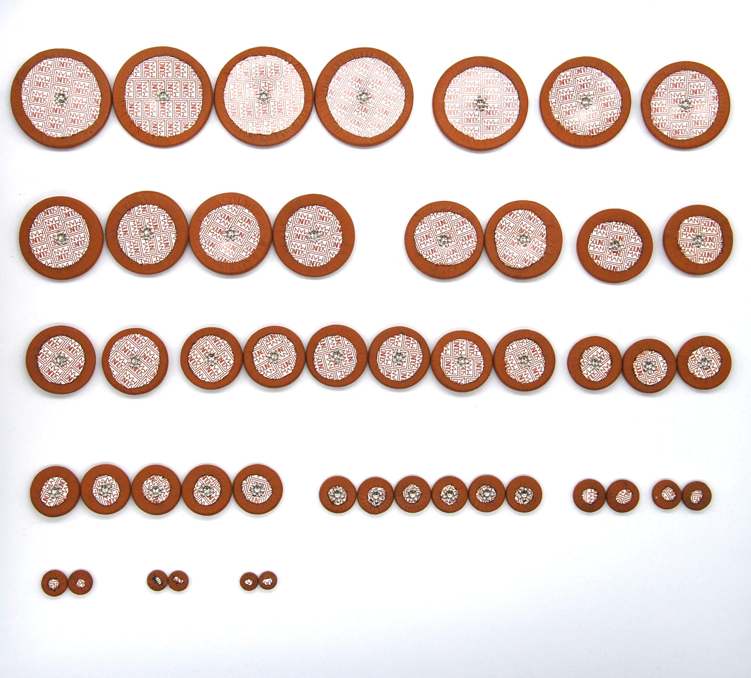 235 Soundman® Cuscinetti per Sassofono Contralto - Universal Set - Soundman® Leather Pads for Alto Saxophone - Workshop Repairing Pad Set - 5 x 47 pcs = 235 Cuscinetti (Metal Resonators)
