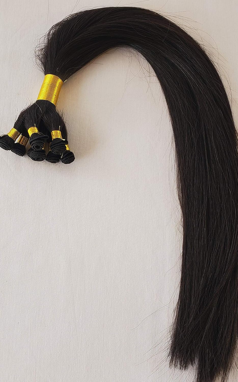 Hair Faux You 22" Hand-Tied Weft Hair, 8 Bundles, 100 grams, Soft Silky Straight,100% Human Remy Weft Hair Extensions #1B Off Black