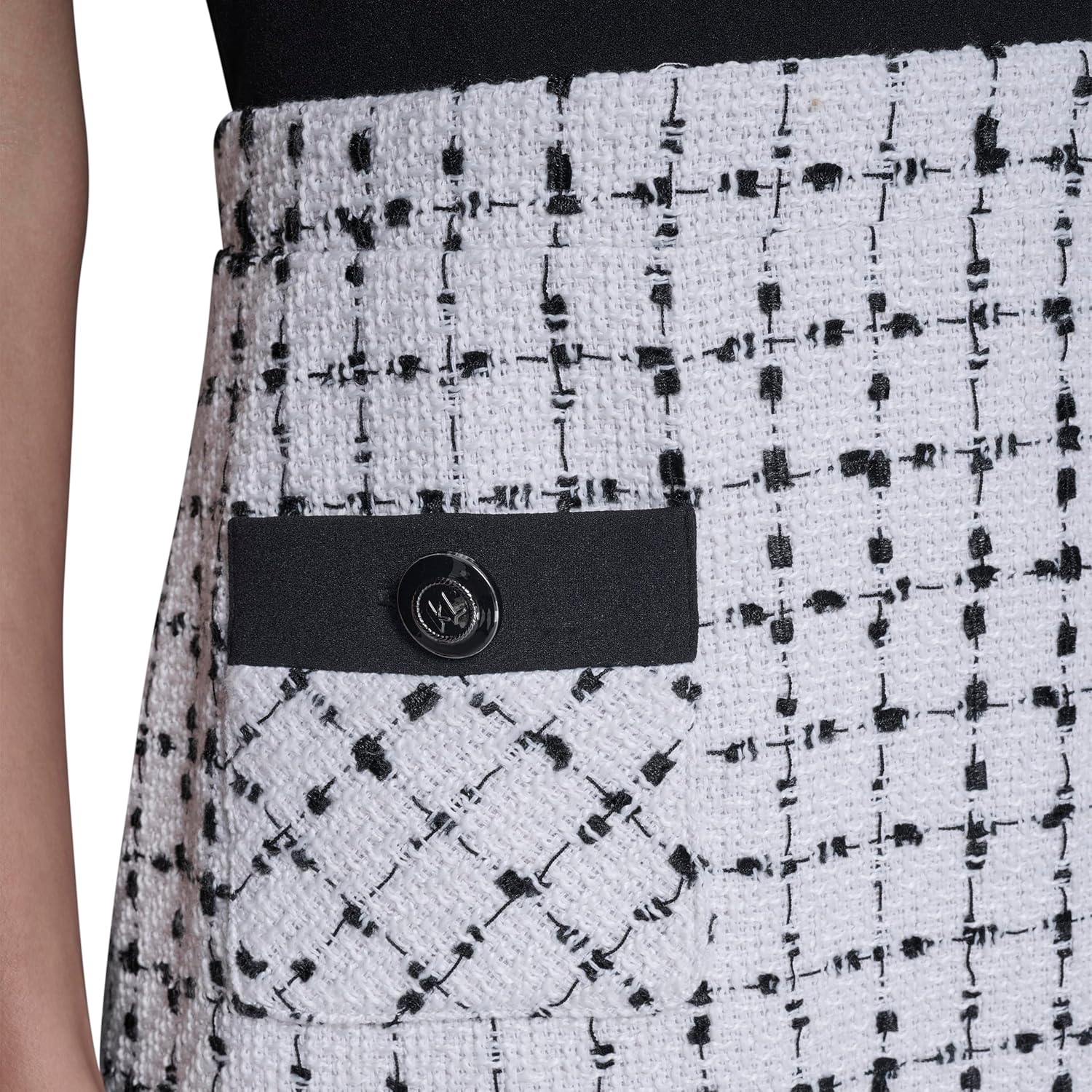 Karl Lagerfeld Women's Sleeveless Contrast Grid Tweed Skirt A-line Dress - Image 5