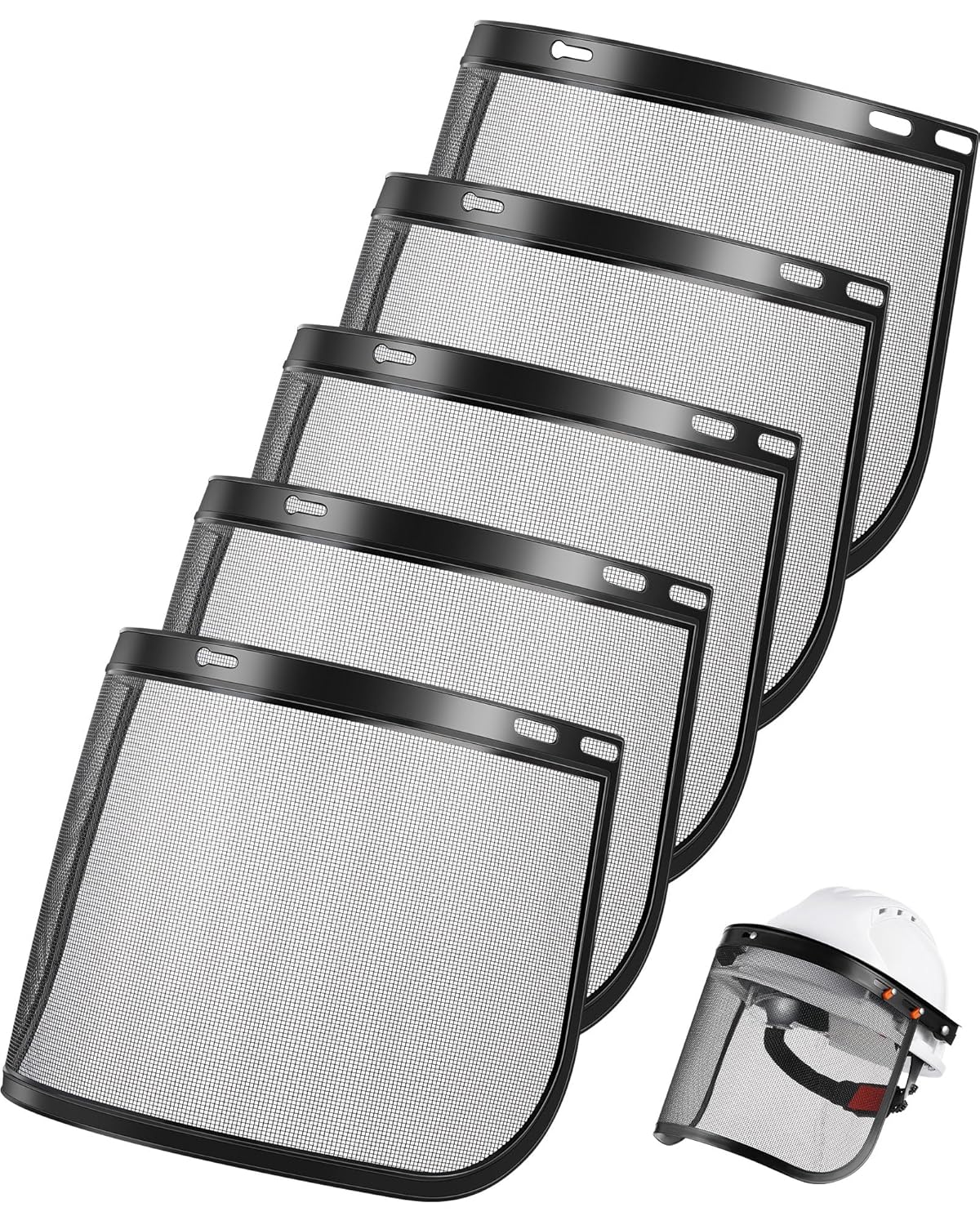 Copkim 10 Pcs Faceshield Replacement Visors Steel Wire Mesh Safety Face Shield Mask for Weed Whacking Grinding Black Mesh Face Shield for Woodcutting Mowing Gardening Trimming, Headgear Not Included