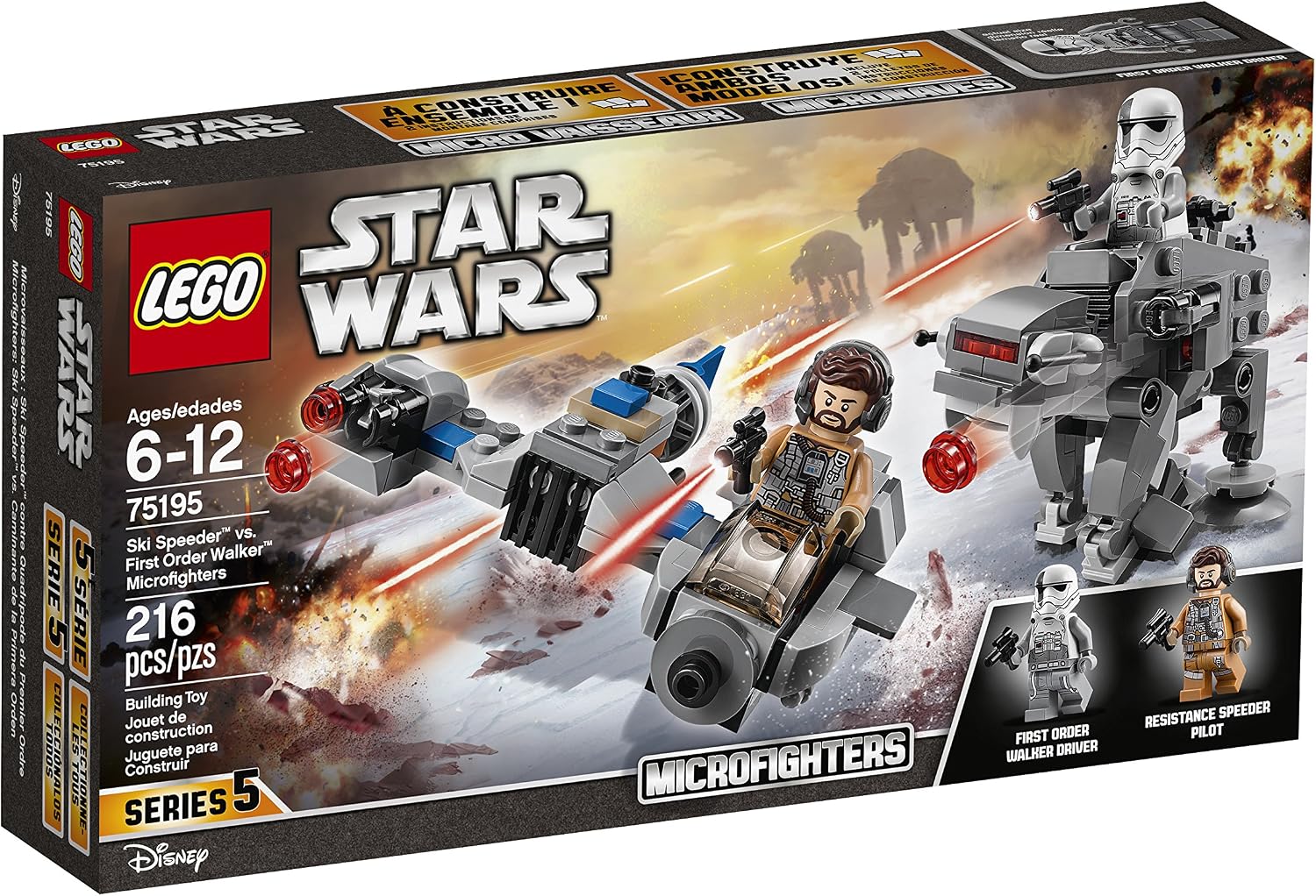 LEGO Star Wars: The Last Jedi Ski Speeder vs. First Order Walker Microfighters 75195 Building Kit (216 Piece)