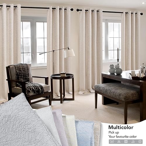 Miniatura 7 de Deconovo Cortinas 100% opacas de 63 pulgadas de largo, cortinas opacas para dormitorio, sala de estar, cortinas opacas de 63 pulgadas de largo,