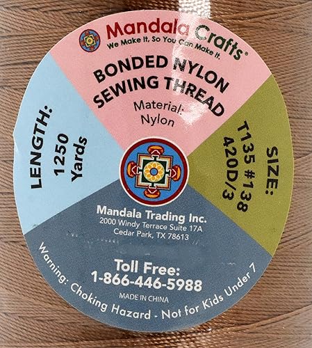 Miniatura 1061 de Mandala Crafts Hilos de coser resistentes de nailon consolidado, hilo para tejer jeans de cuero, hilos de tapicería marina al aire libre, Beige