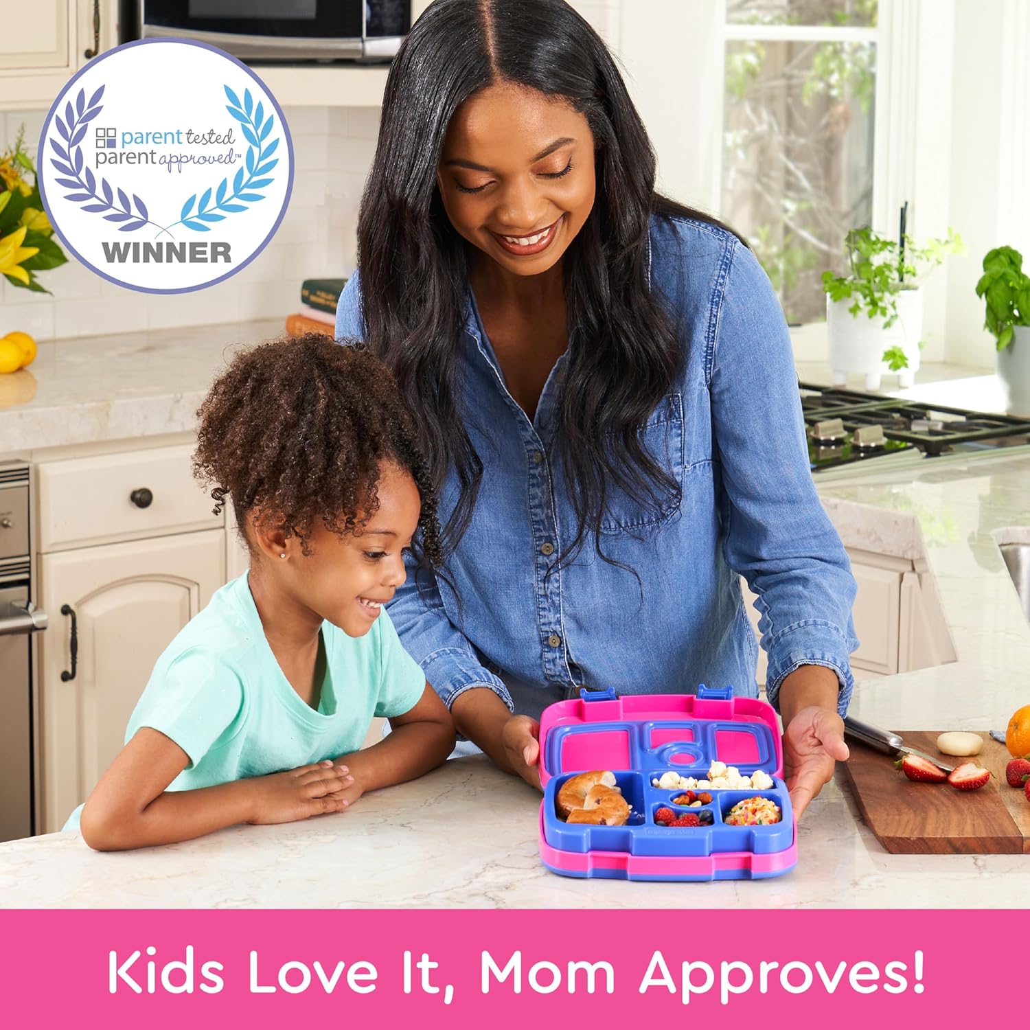 Bentgo Kids Bento-Style 5-Compartment Leak-Proof Lunch Box - Ideal Portion Sizes for Ages 3 to 7 - Durable, Drop-Proof, Dishwasher Safe, PFAS & BPA-Free & Made with Food-Safe Materials (Fuchsia) - Image 2