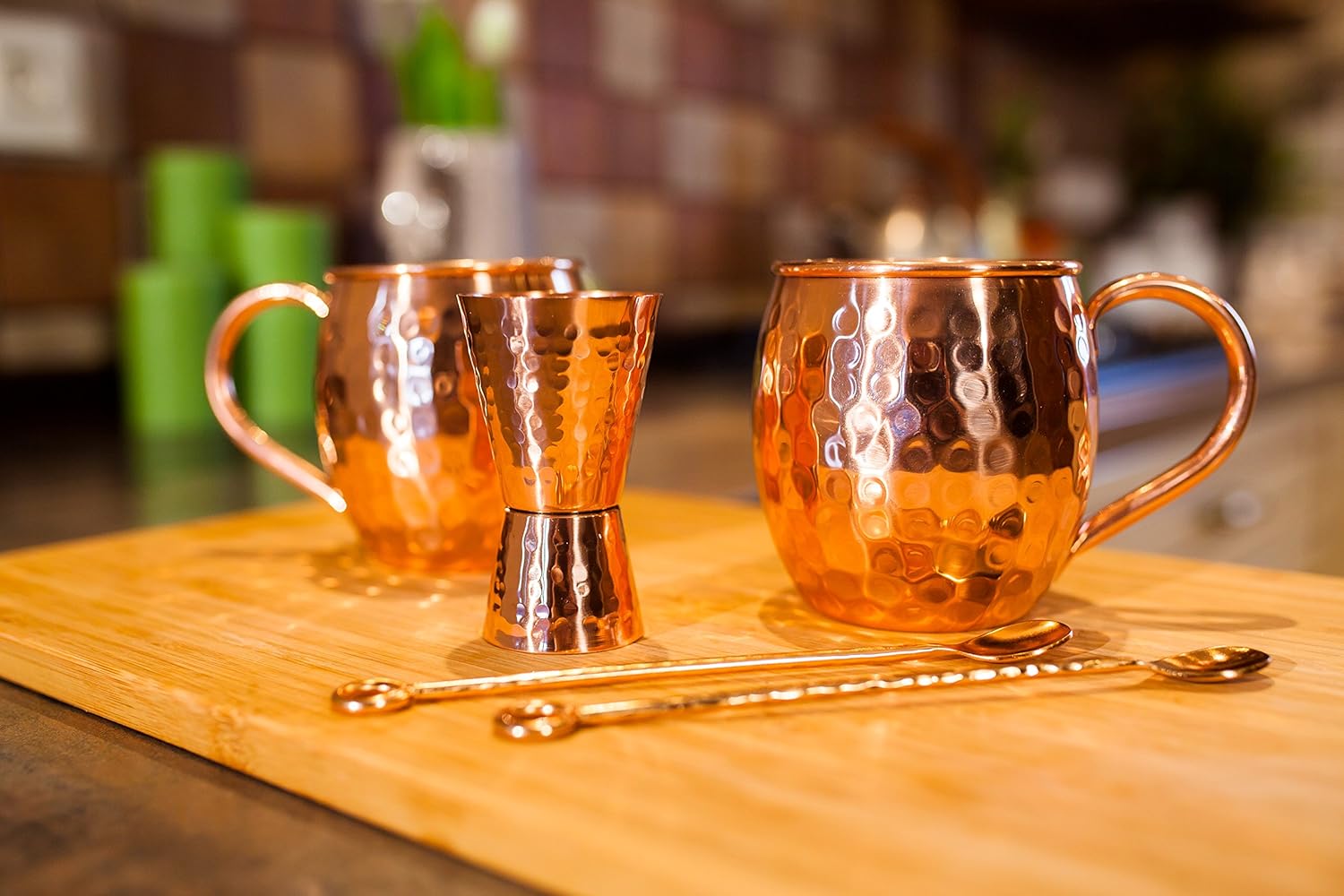 Lacquered Copper Jigger - 1oz/2oz Double Measuring Jigger for Cocktail Mixing - Solid Hammered Copper 22G - Shot Glass for Moscow Mule