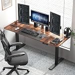 soges 63in Electric Standing Desk Ergonomic Height Adjustable Computer Desk Sit Stand Desk Home Office Desks Standing Desk, Vintage Brown,10NBZYELT-160TNA