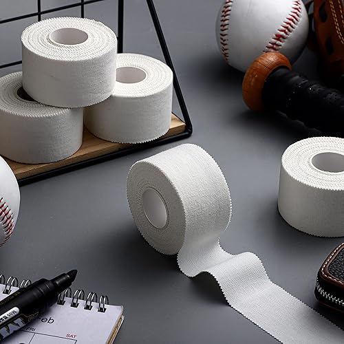 Miniatura 6 de Hoolerry 12 rollos de cinta deportiva atlética de 130 yardas, muy fuerte, fácil de rasgar, sin residuos pegajosos, cinta adhesiva para dedos,