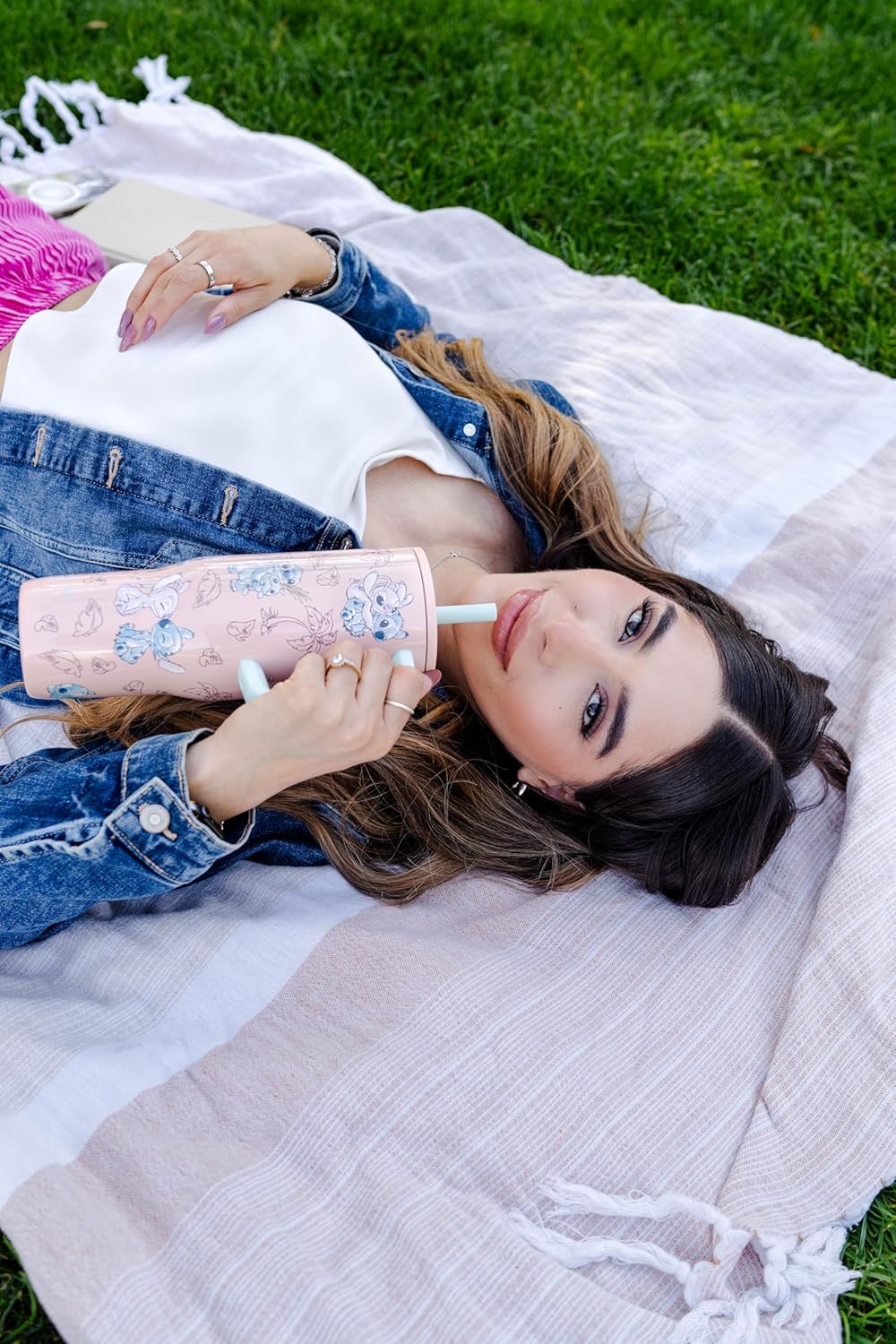 Zak Designs Disney Sutton Travel Tumbler for On the Go, 30oz Stainless Steel with Vacuum Insulation, Silicone Straw, and Carry Handle for Cold Drinks (Stitch, Angel) - Image 10