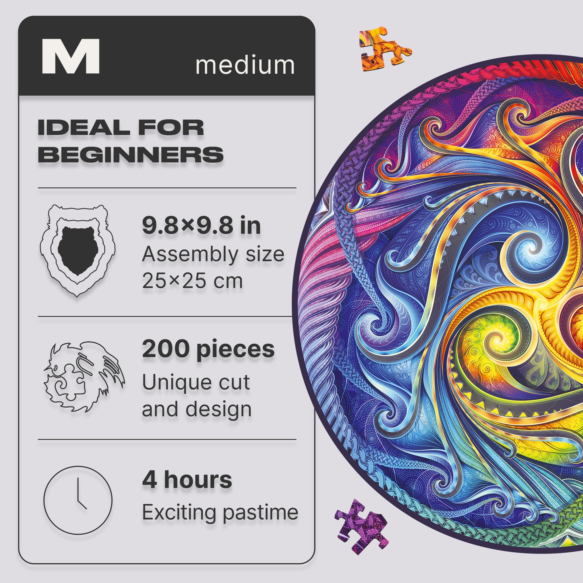 UNIDRAGON Drewniane Puzzle - Spiral Incarnation - 200 Elementów