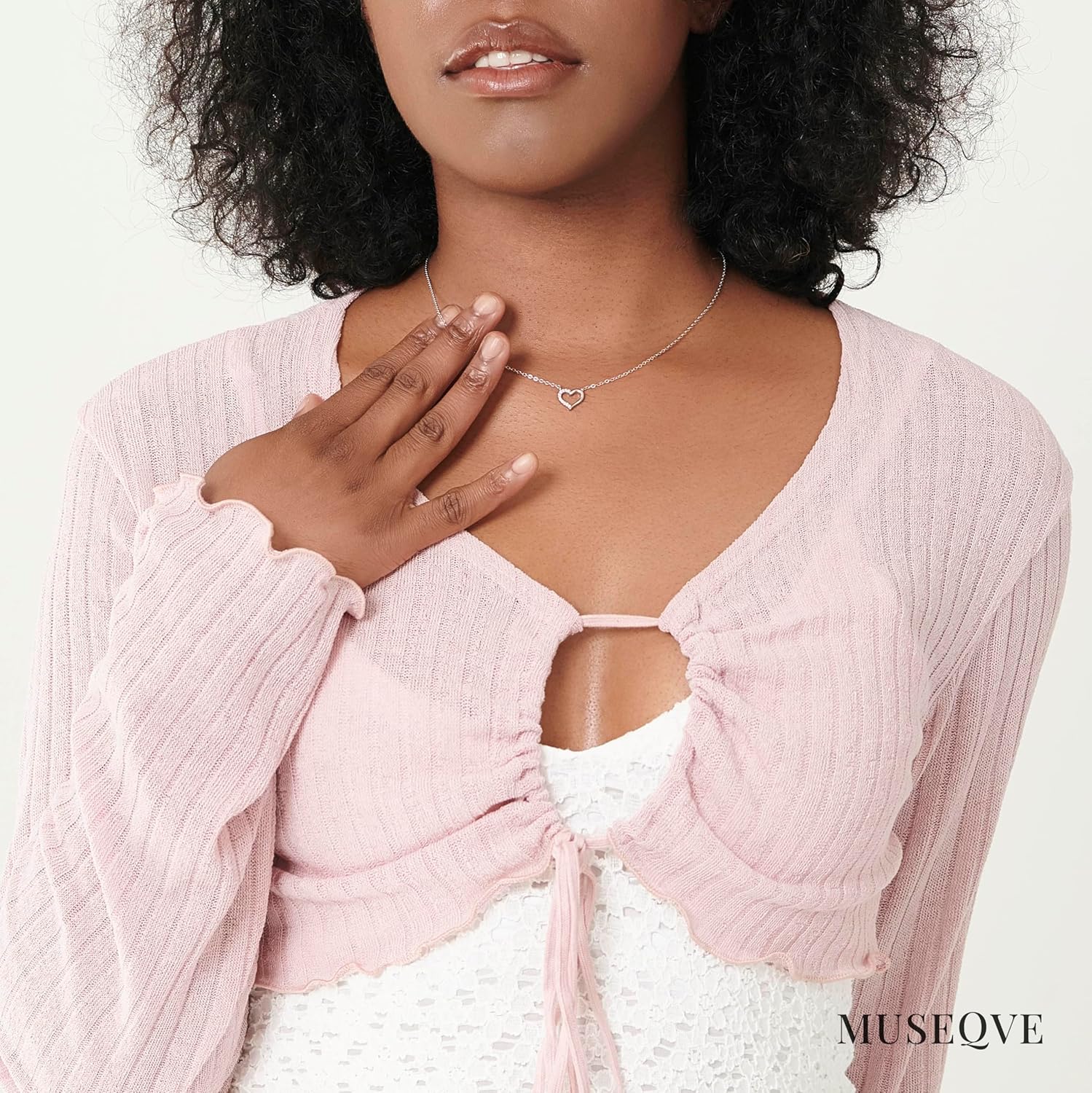 Dainty Open Heart Necklace for Women • 14K Gold Plated Cubic Zirconia Heart Pendant Choker Necklaces • Non Tarnish Cute Love Jewelry Gifts for Girls [HN-2H] - Image 2