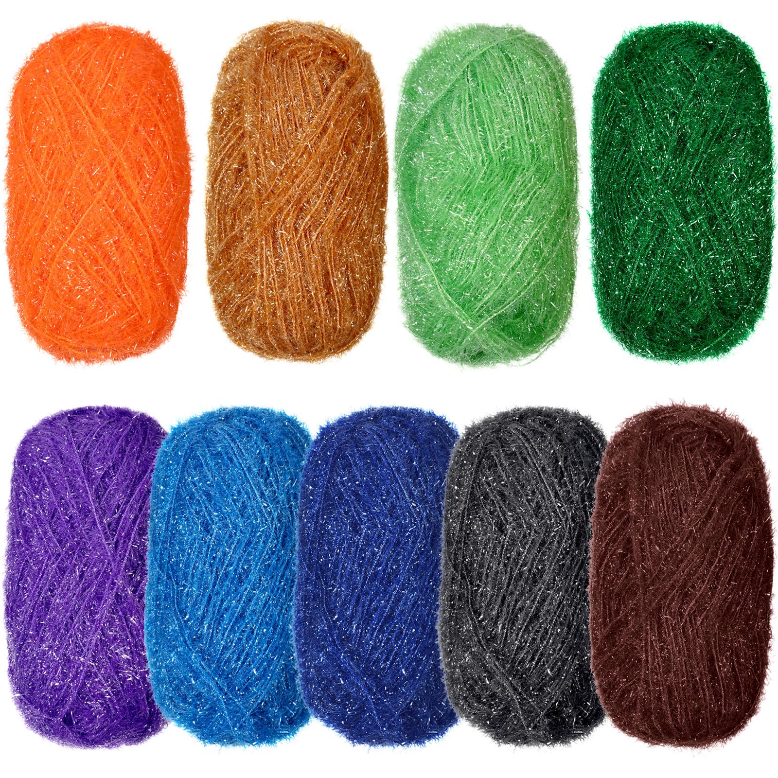 Timgle 9 Skeins Scrubby Yarn for Dishcloths Rainbow Sparkly Yarn for Crocheting Knitting Dishwashing Dishcloths Craft Project(Dark Color)