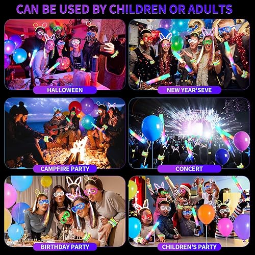 Miniatura 3 de 168 piezas de suministros de fiesta brillantes, 5 globos brillantes, 12 varillas de espuma, 15 lentes LED, 8 diademas de orejas de conejo, 100