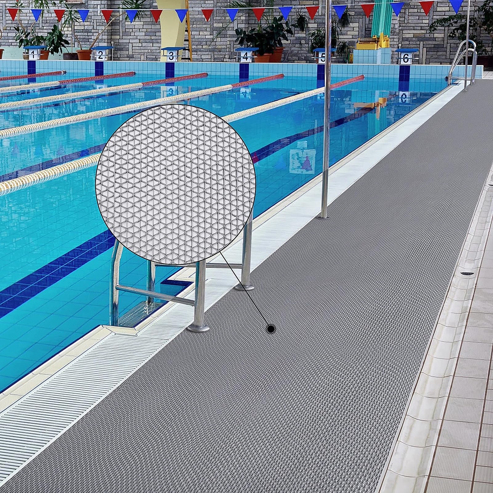 Tappetino drenante antiscivolo in PVC | Multicolor 0,9x1-10m 5mm Bagno Piscina Cucina Ristorante Giardino: drenaggio antiscivolo.(Red,0.9x5m)